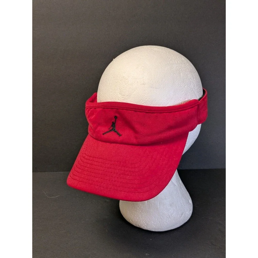 Vintage Air Jordan Visor Hat Men Red Velour Jumpman Stretch Fitted Golf Cap
